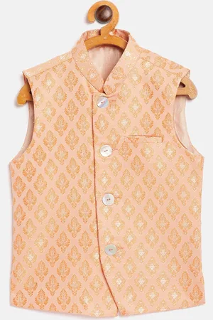 YK Boys Yellow Woven Design Nehru Jacket