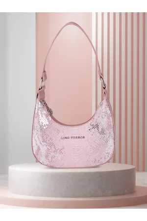 Lino Perros Women Pink Animal Printed PU Structured Shoulder Bag