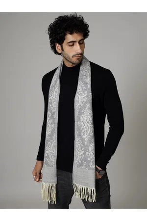 HANDICRAFT PALACE Men Grey Woven Design Woolen Mufflers