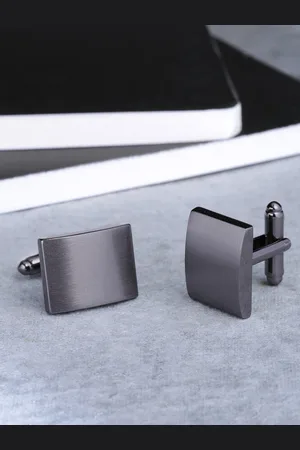 Yellow Chimes Black & Grey Rectangle Cufflinks
