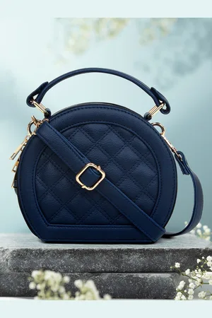 Legal Bribe Women Blue Structured Half Moon Sling Bag with Quilted