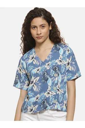 Campus Women Blue Printed Wrap Top
