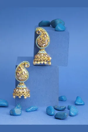 Adwitiya Collection Gold-Toned Dome Shaped Jhumkas