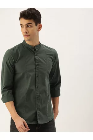 IVOC Men Olive Green Standard Slim Fit Cotton Casual Shirt