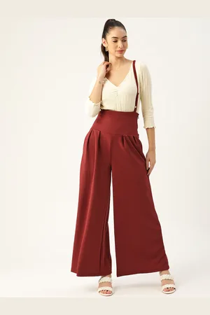 Buy Zastraa Women Wine color Solid High-Rise Parallel Trousers Online at  Best Prices in India - JioMart.