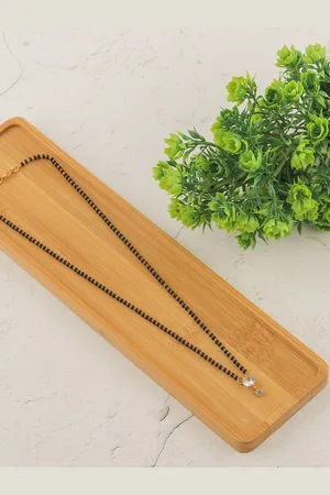 Brandsoon Set Of 3 Gold-Plated Black Beaded Mangalsutras