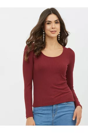 Harpa Women Maroon Solid Fitted Top