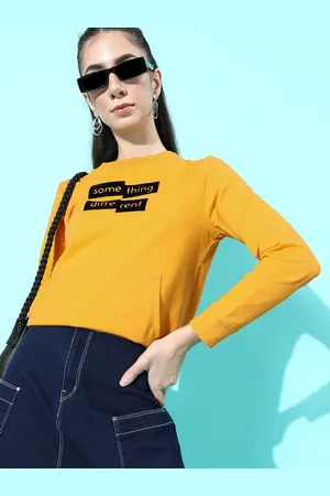 DressBerry Women Stylish Mustard Typography Quirky Outerwear Sweatshirt