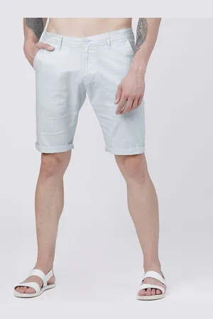 Highlander Men Blue & White Checked Slim Fit Chino Shorts