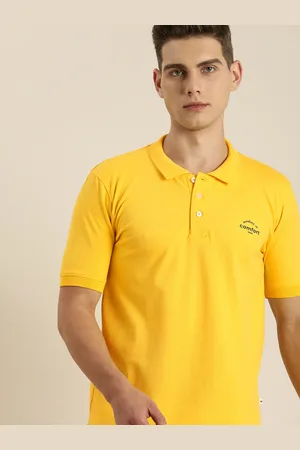 Invictus Men Yellow Typography Printed Polo Collar Casual T-shirt