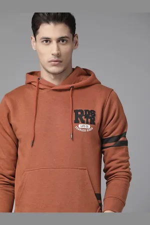 Roadster Men Rust Hooded Sweatshirt