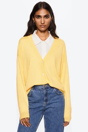 MANGO Women Yellow Solid Sustainable Cardigan