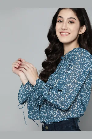 Mast & Harbour Women Blue Floral Print Casual Shirt