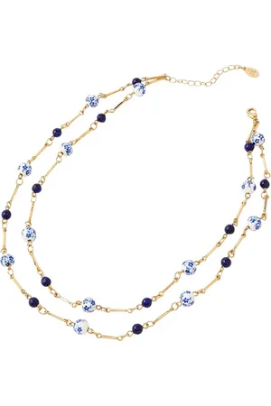 Accessorize London Blue & Gold-Toned Beaded Layered Necklace
