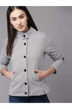 Campus Women Grey Solid Tailored Jacket