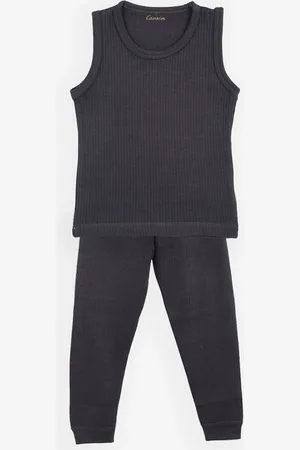 Kanvin Boys Charcoal Grey Ribbed Thermal Set