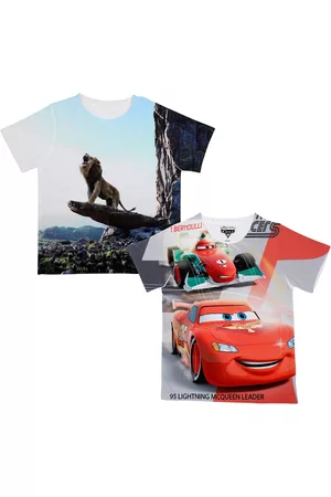 Wear Your Mind Boys White Cars Printed Round Neck T-shirt Pack of 2