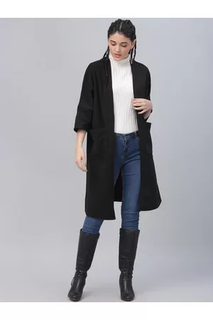ATHENA Women Black Solid Open Front Shrug