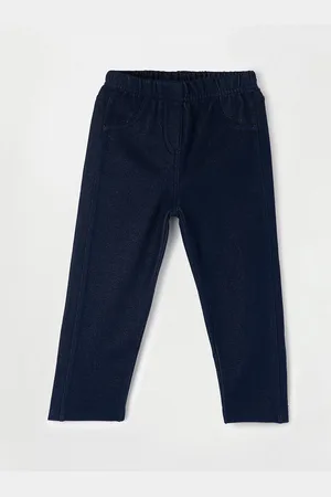 Lifestyle Kids Girls Blue Solid Ankle Length Leggings