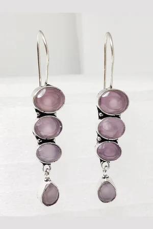 EL REGALO Pink & Silver-Toned Drop Earrings