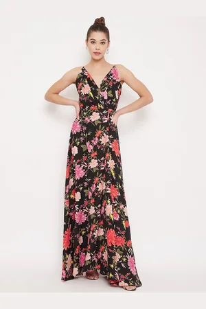 Berrylush Women Black Printed Maxi Dress