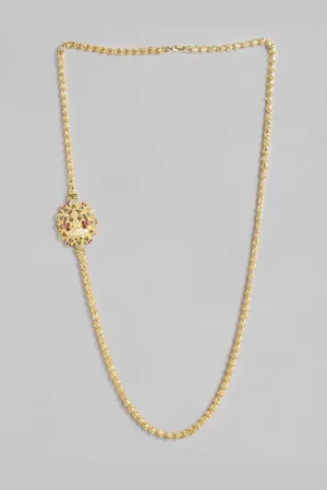 justpeachy Gold-Plated Studded Side Pendant Necklace