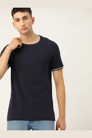 Invictus Men Navy Blue Anti Microbial Solid Round Neck T-shirt