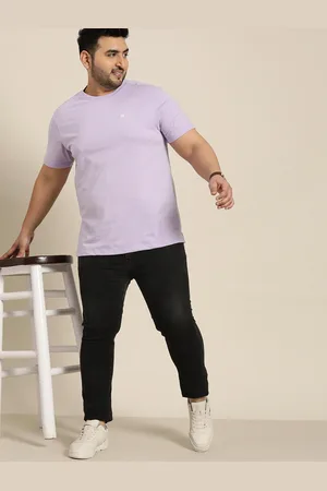 Sztori Men Plus Size Lavender Solid T-shirt