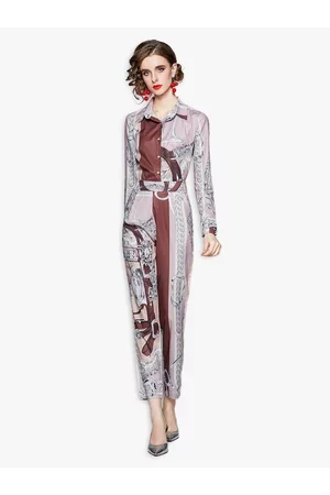 JC Collection Women Pink & Brown Printed Shirt with Trousers