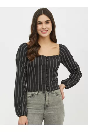Harpa Women Black Striped Top