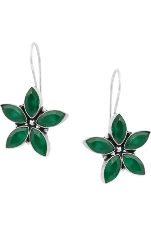 EL REGALO Green Floral Drop Earrings
