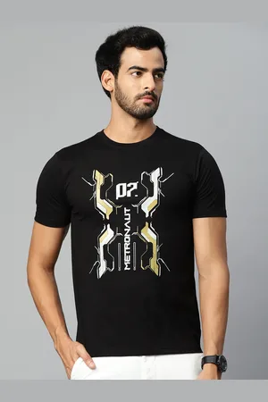 Metronaut Men Black & Off White Printed T-shirt