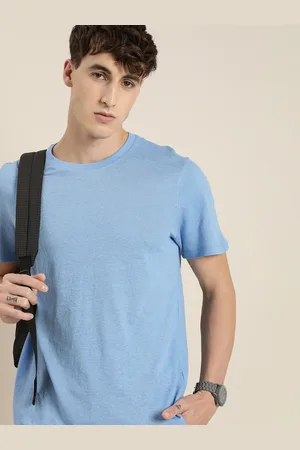 Invictus Men Blue Solid Round-neck Casual T-shirt