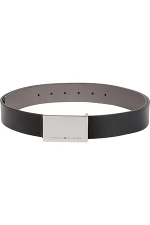 Tommy Hilfiger Unisex Black & Grey Textured Reversible Leather Belt