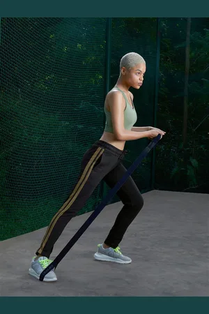 HRX Women Black Pure Cotton Solid Track Pants With Side Stripe Detail