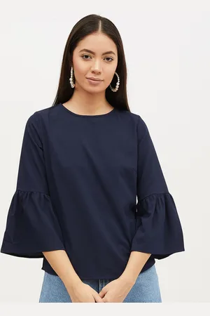 Harpa Women Navy Blue Solid Top