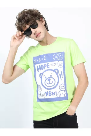 Highlander Men Green Typography Printed Slim Fit T-shirt