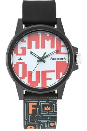 Fastrack Unisex White Dial & Black Straps Printed Analogue Watch 68012PP01