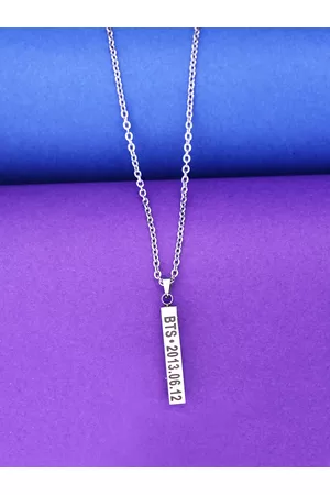 Yellow Chimes Unisex Silver-Toned BTS Pendant With Chain