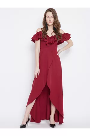 Berrylush Women Red Solid Maxi Dress