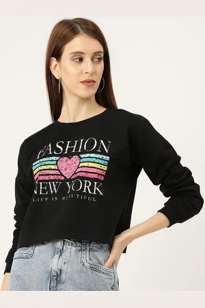 Sera Women Black Printed Sweatshirt