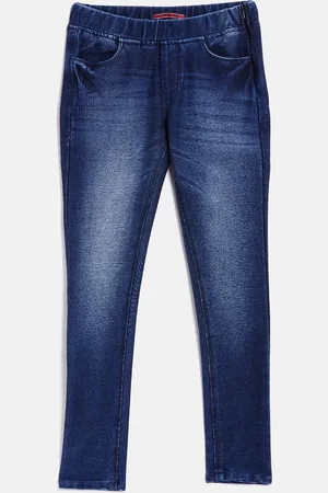 Crimsoune Club Girls Blue Heavy Fade Stretchable Jeans