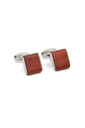 Calvadoss Silver-Toned & Brown Premium Cufflink