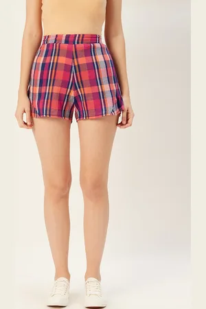 Sera Women Multicoloured Checked Regular Fit Shorts