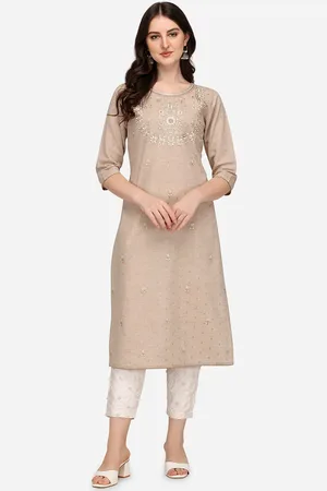Berrylicious Women Beige Embroidered Thread Work Kurta with Trousers & With Dupatta