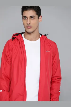 Slazenger Men Red Solid Hooded Running Rapid-Dry Jacket