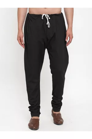 Jompers Men Black Solid Churidar Pyjama