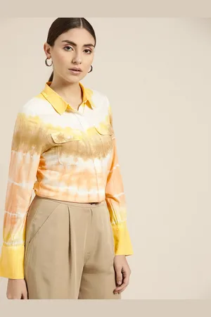 Invictus Women Beige Abstract Print Casual Shirt