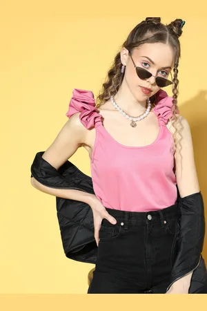 ATHENA Pink Ruffles Crop Top