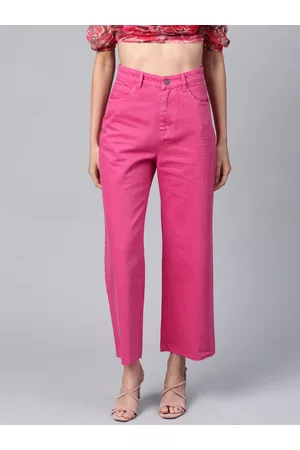 Sassafras Women Fuchsia Relaxed Fit High-Rise Jeans